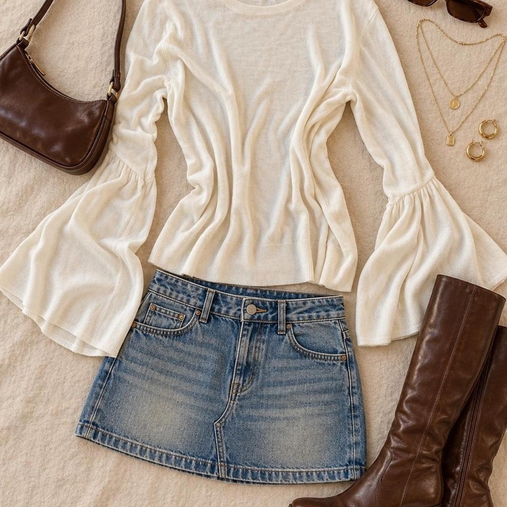 Leith cream statement sleeve sweater . Soft ivory lightweight knit